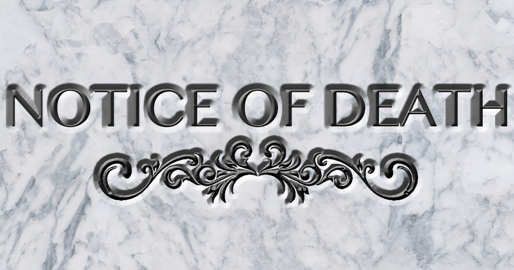 Notice of death — Oct. 11, 2026